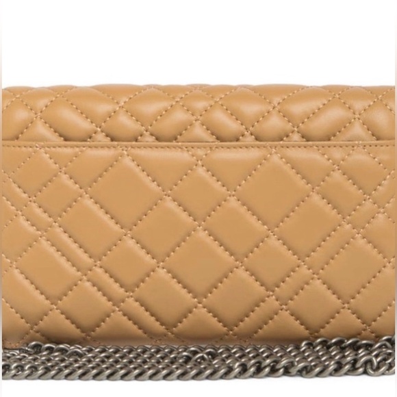 Kurt Geiger London Quilted Chain Wallet Crossbody Nude Beige NWT - Picture 3 of 10
